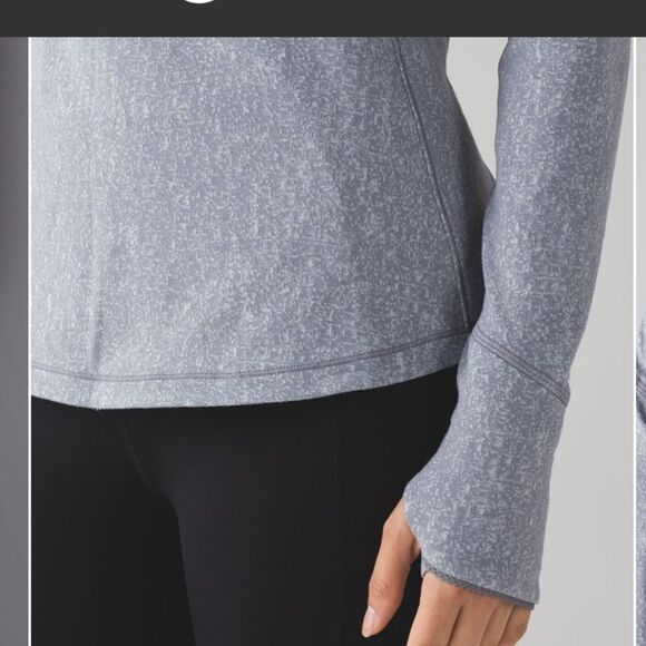 LULULEMON Outrun Long Sleeve Rulu Top Jacquard Artic Ice Gray White 8 Medium - Picture 6 of 13